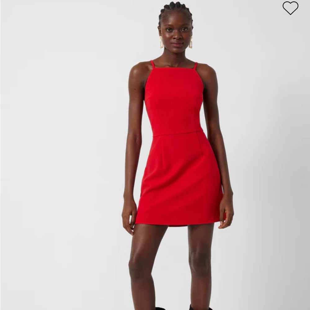 French Connection Whisper Light Square Neck Dress - Red